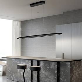 9311bk-1.0 Yisdesign 39 Inch Wood Led Linear Pendant Light Black 24w Modern Dining Room Kitchen Fixtures