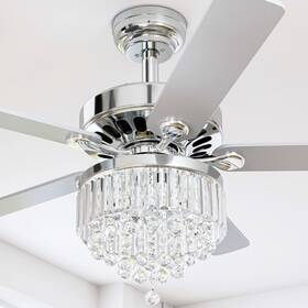 Yitahome 840265242858 Chandelier Ceiling Fan With Remote 52 Inch Crystal Light Indoo