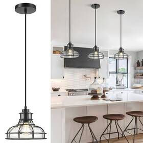 Yklitg Dd033-1-bk Industrial Pendant Lights Kitchen Island Black 8.7 Inch