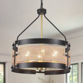 D9044m-6-b Ylchytdzsw Pg F4 18.89 In Farmhouse Chandelier For Dining Room 6 Black And Gold