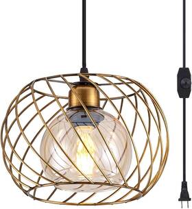 Ylong-zs 745681751918 Gold Small Hanging Glass Lamp Plug-in Dimmable Pendant Light Barnhouse