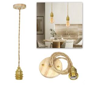 Yndd 686585358813 Wood Pendant Light Kit Mini Lamp Fixture Hemp Rope Hanging Lamps Co