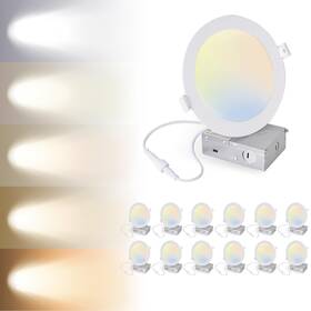 Yrpopp 793127299951 12 Pack 6 Inch Led Recessed Lights With Junction Box 1100lm Brightness