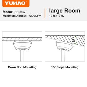 Yuhao 766679597547 62 Inch Black Wood Grain Indoor/outdoor Large Ceiling Fan