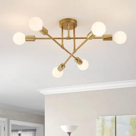 Chandeliers-6bulb-0001 Yxth Semi Flush Mount Ceiling Light Fixture 6 Lights Modern Sputnik Chandelier Ceili