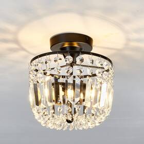 Yyjlx 782931396475 Small Crystal Chandelier 2- Lights Modern Semi Flush Mount Ceiling Light Fix