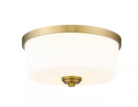 1009449245 Z-lite Arlington 14 Inch 3-light Heritage Brass Flush Mount Light With Glass Shade