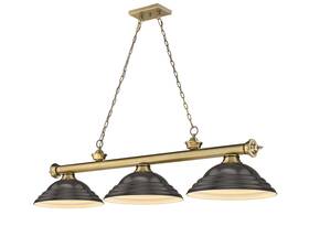 2306-3rb-sbrz Z-lite 2306-3-sbrz Cordon 3 Light 16 Inch W Billiard Chandelier - Rubbed Brass /