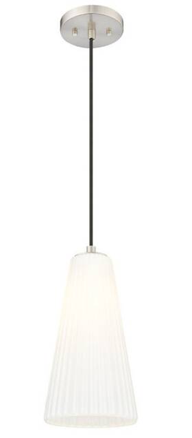 3043p7-bn Z-lite 13 Inch Dimmable Fluted Glass 1 Light Pendant Ceiling Fixture