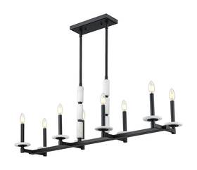 3045-8l-mb Z-lite 3045-8l Kaden 8 Light 44 Inch W Taper Candle Style Chandelier - Black