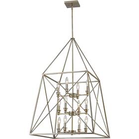 447-12as Z-lite Trestle 12 Light 24 Inch Antique Silver Chandelier Ceiling