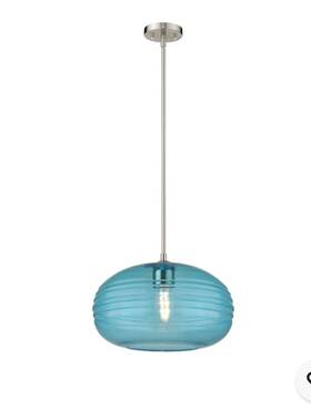 487p14-bn Z-lite Harmony 1 Light 14 Inch Pendant Brushed Nickel Blue -
