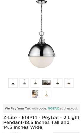 619mp-ch Z-lite 619mp Chrome Peyton 2-light 12 Inch W Pendant