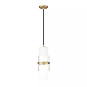 Z-lite 685659189124 Cayden 6.5 Inch 1-light Modern Gold Shaded Pendant Light Clear Etched Opal Glass