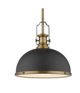 725p12-brz-hbr Z-lite Melange 13 Inch Bronze Matte Black / Heritage Brass Wide Pendant