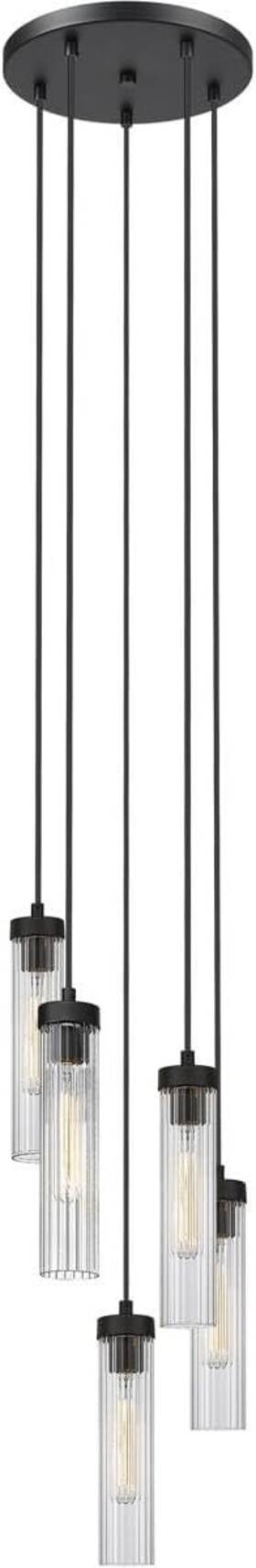 Z-lite 740p-5r-mb Z-lite - 5 Light Alloy Steel Chandelier In Matte Black Finish