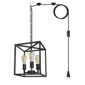 Z Zosimio Light 718519725474 Farmhouse Industrial Plug In Pendant With 16.9ft Cord Black Small Squar