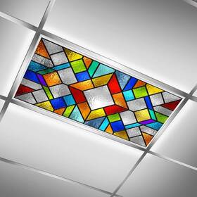 Zaqio 009317975982 2 Pack Stained Glass Fluorescent Light Cover For Ceiling Magnetic Ceil