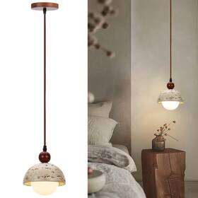 Zelipan 762949936641 Wabi Sabi Faux Travertine Pendant Light 5.9 Inch Nordic Spherical Yellow