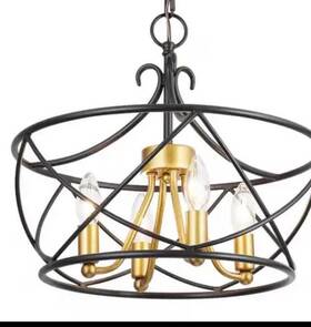 A04627 Zevni Modern 4-light Black Bronze Drum Chandelier 16 Inch X14