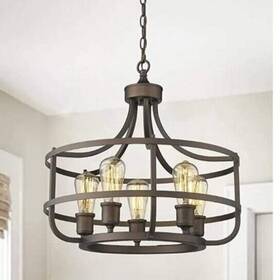 16qj0855a-1425 Zeyu Large 20 Inch X 18.5 Industrial 5-lt Farmhouse Fixture Oil Rubbed Bronze Finish