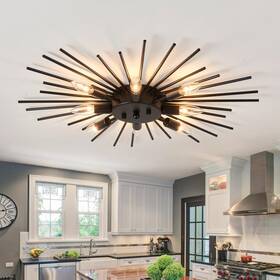 F-1164 Zglaojt Semi Flush Mount 8 Light Ceiling Modern Metal Lighting Black