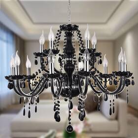 Fba-hygxhg-bk15 Ziokok K9 Black Crystal Chandelier 15-light For Elegant Raindrop
