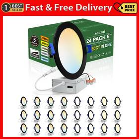 5cct Zouzai 445036291245 24 Pack 6 Inch Black Reset Ultra-thin Led Recessed Ceiling Light With Junct