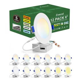 5cct Zouzai 731716511855 12 Pack 6 Inch Ultra-thin Led Recessed Ceiling Light With Junctio