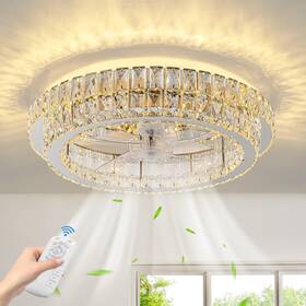 Wbroundfang001 Zswanbei Fandelier Ceiling Fan With Lights And Remote Control Dimmable Crystal