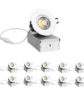 Zyc 765147676074 Gimbal Led Recessed Spotlight 10pack 3inch Eyeball Light Rotate