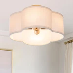 Viluxy Semi-flush Mount Ceiling Light Fixture Cream White Fabric Drum Shade Anti. Fixed Price $80.61.