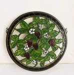 Meyda Tiffany Strawberry Medallion Leaded Stained Glass Window Large 17". Fixed Price $198.75.