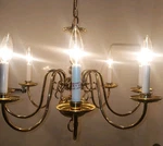 Williamsburg Progress Lighting 28"DIA 17"LONG +16" Chain Brass Arm Chandelier. Fixed Price $449.00.