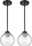 Matte Black 7" Clear Glass Globe Shade Pendant Light Fixture (set Of 2). Fixed Price $48.49.
