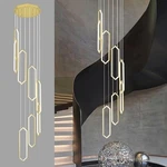 Modern Gold Chandelier 8 Rings Rectangle Pendant Light 100W Led. Fixed Price $145.99.
