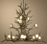 Resin Antler Elk Cascade Chandelier RL13, Rustic Deer Light. Fixed Price $3998.00.