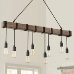 Tomas Black Wood Linear Pendant Chandelier 42 1/4" Wide Rustic 8-LIGHT Fixture. Fixed Price $474.99.