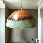 Handcrafted Green Patina Copper Pendant Light , Oxidized Dome Ceiling. Fixed Price $310.00.