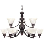 Nuvo Empire 9 Light 32" Chandelier W/ Glass Bell Shades 60-362. Fixed Price $457.99.