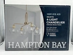 Hampton Bay Nelwyn 25" Brass Chandelier 4-LIGHT Fixture With Clear Glass Globe. Fixed Price $73.99.