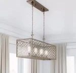 Home Decorators Wallace Manor 35 In. 4-LIGHT Gilded Pewter Linear Chandelier. Fixed Price $119.99.