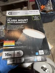 Commercial Electric Flexinstall Oval 16IN. Brushed Nickel Led Ceiling Light 5CCT. Fixed Price $30.00.