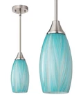 Edishine Hand Blown Art Glass Pendant Light Turquoise Blue Gold Accent Adjustabl. Fixed Price $49.99.
