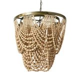 Creative Co-op Metal Chandelier With Draped Wood Beads. Fixed Price $276.24.