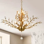 Modern Flower Crystal Chandelier Gold Branches Pendant 7-LIGHTS Ceiling Fixtures. Fixed Price $166.85.
