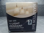 Hampton Bay 1-LIGHT Pendant Brushed Nickel Finish Frosted Glass Shade (3-PACK). Fixed Price $9.99.