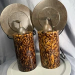 Set Of 2 Litex Intertek Hand Blown Pendant Lights Tortoise Shell Cat Eye 3187807. Fixed Price $89.00.