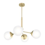 Modern Brass Four Light Chandelier Hepburn Collection New In Box Fixture. Fixed Price $249.95.