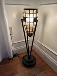 Fine Art Lamps Brand Caged Blown Glass Floor Lamp, Amber, Thick. Fixed Price $99.00.
